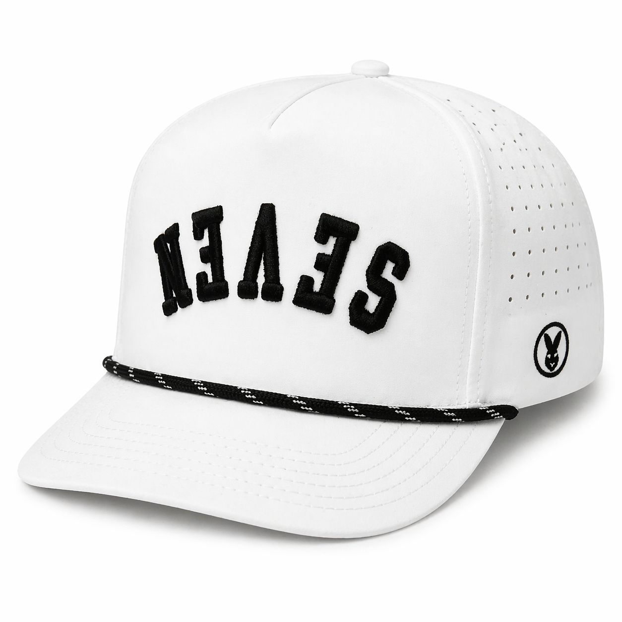 Seven Bunny - White Varsity Performance Cap (Inverted)