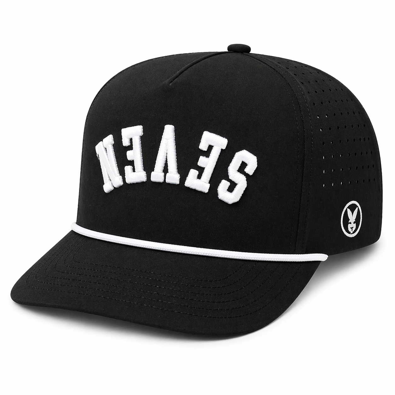 Seven Bunny - Black Varsity Performance Cap (Inverted)
