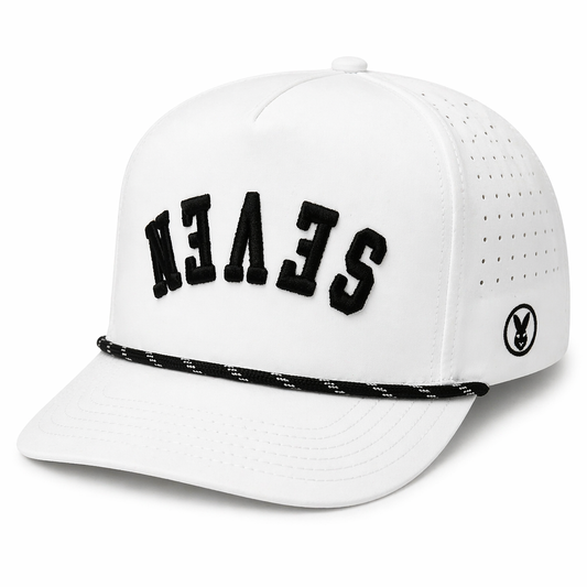 Seven Bunny - White Varsity Performance Cap (Inverted)